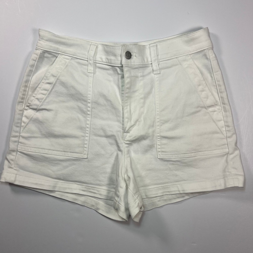 J.Crew Factory Utility Denim Shorts Womens 29 White High Waist Patch Pocket